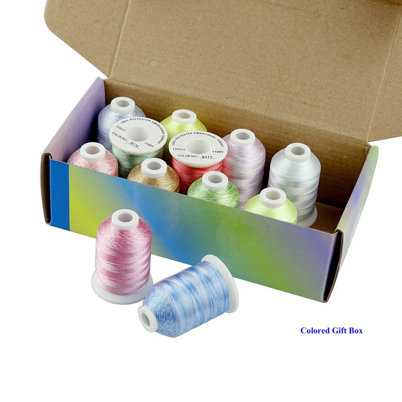 Simthreads 12 Variegated Color Polyester Embroidery Machine Thread for Most Home Embroidery Machines 1100 Yards Each - Image 4